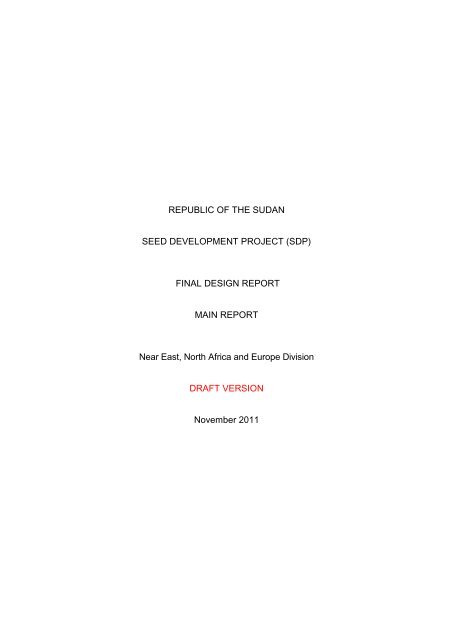 Seed Development Project Detailed Design Report Draft For Qa