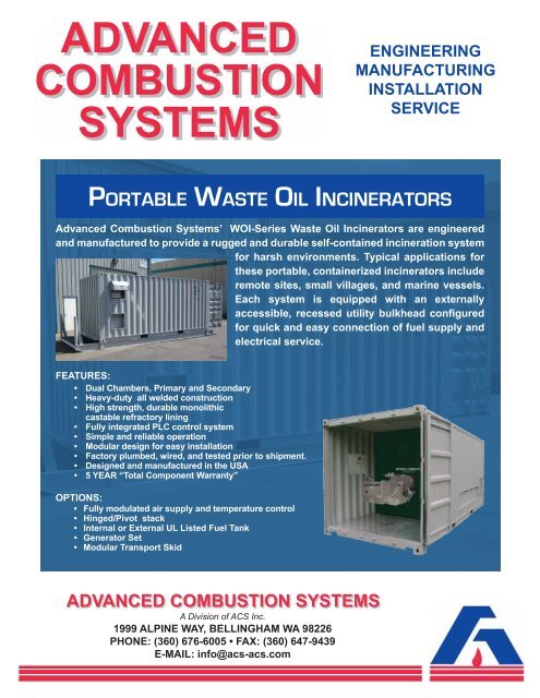 Waste Oil Incinerators - ACS, Inc