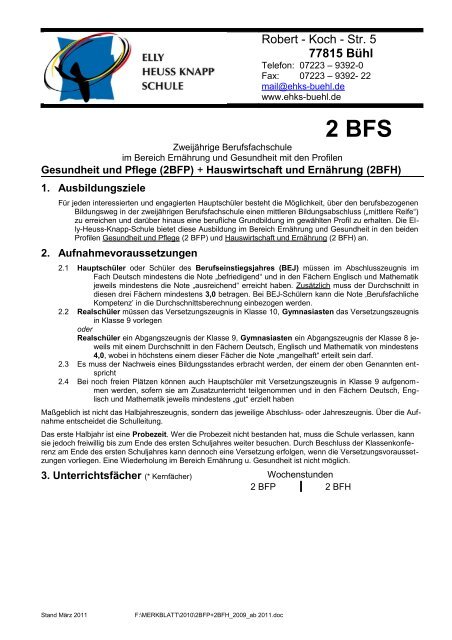 2 BFS - Elly-Heuss-Knapp-Schule Bühl