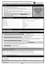 Off Campus Application Form - The University of Waikato