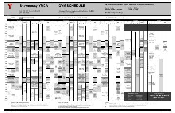 GYM SCHEDULE Shawnessy YMCA - YMCA Calgary