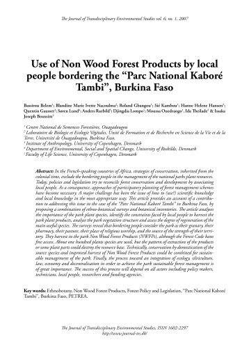 Use of Non Wood Forest Products by local people bordering the ...