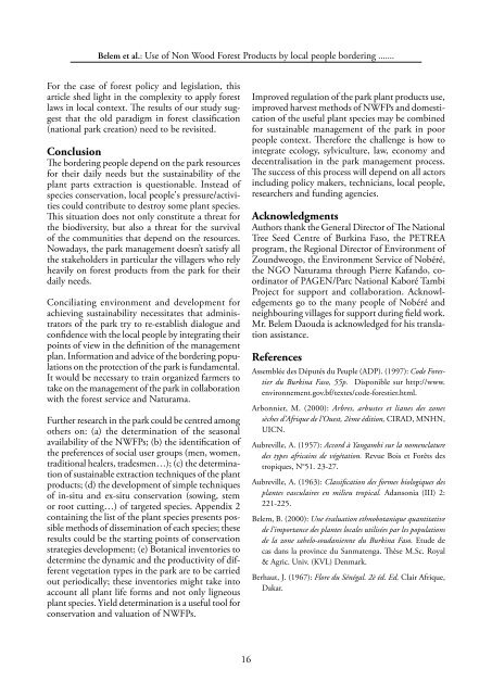 Use of Non Wood Forest Products by local people bordering the ...