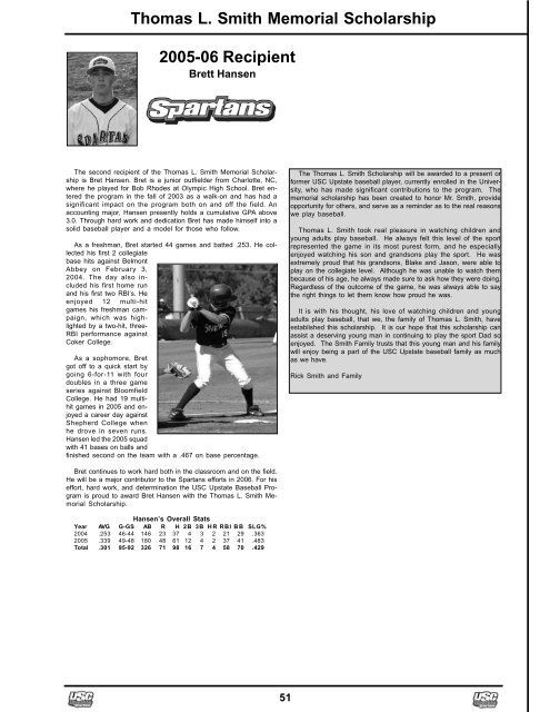 Baseball • 2006 Universit University of South Carolina Upstate y of ...