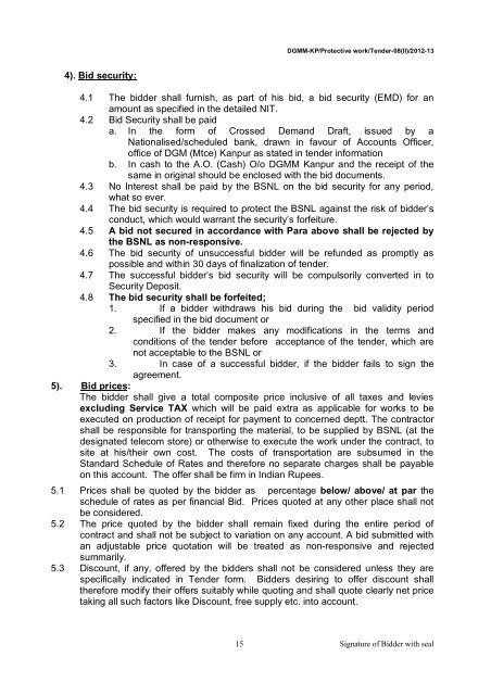 Tender for Optical Fibre Cable Protection works in - Northern ...