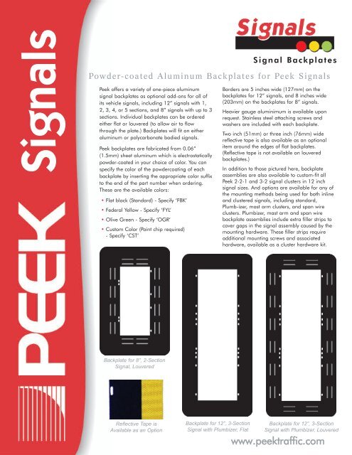 Peek Signal Backplates Datasheet - Peek Traffic