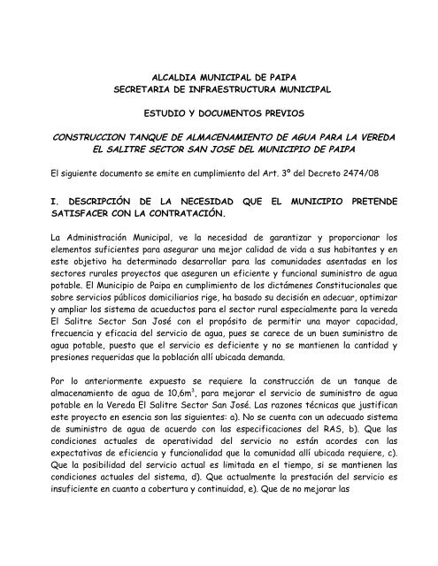 alcaldia municipal de paipa secretaria de infraestructura municipal ...