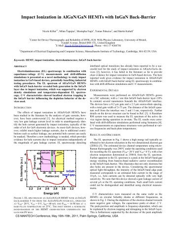 Impact Ionization in AlGaN/GaN HEMTs with InGaN ... - CS Mantech