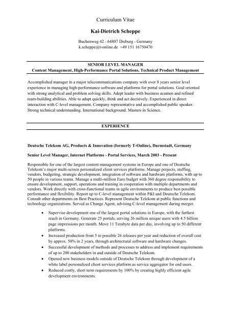 Curriculum Vitae Kai Dietrich Scheppe