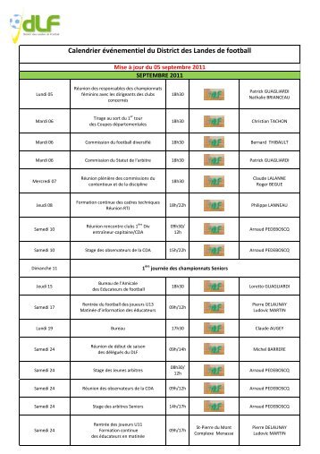 Calendrier Ã©vÃ©nementiel du District des Landes de football