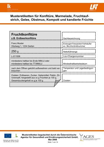 Musteretiketten für Marmelade