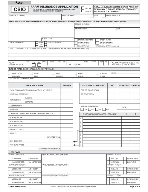 CSIO Farm Application - GROUPASSUR