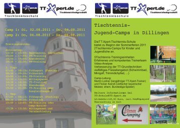 Tischtennis- Jugend-Camps in Dillingen - TT-Xpert GbR