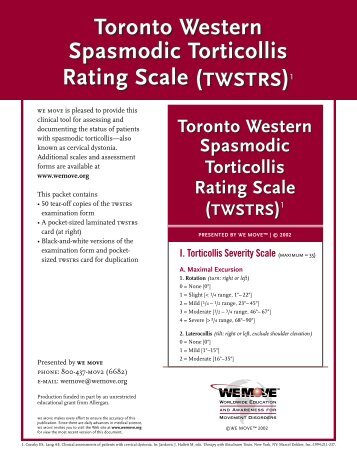 Toronto Western Spasmodic Torticollis Rating Scale (TWSTRS)1 ...