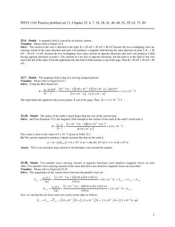 1 PHYS 1101 Practice problem set 11, Chapter 32: 4, 7, 18, 38, 41 ...