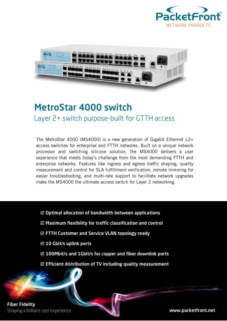 MS4000 Datasheet - PacketFront Network Products