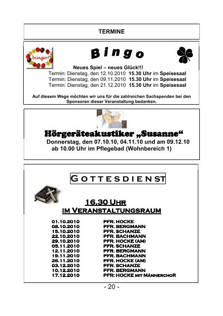 G ottesdien st 16.30 Uhr 16.30 Uhr im Veranstaltungsraum