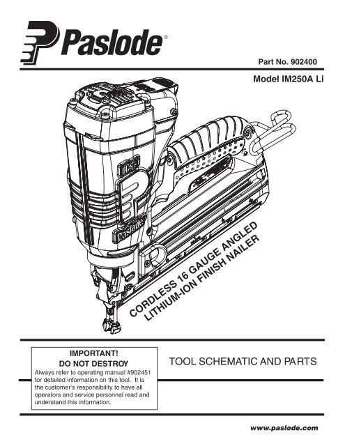 MODEL T200-F18 MODEL T125-F18 Finish Nailers OPERATING MANUAL AND SCHEMATIC