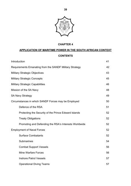 Application of Maritime Power in - South African Navy