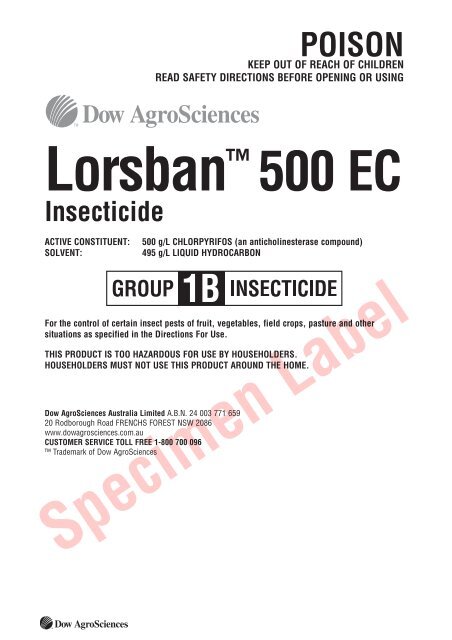 Lorsban 500 EC Insecticide Label - Agsure