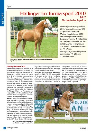 Haflinger im Turniersport 2010