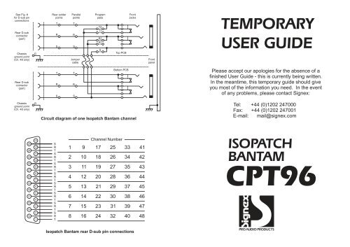 SIGNEX CPT96 Isopatch series user manual - Canford Audio