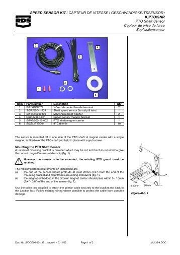 SPEED SENSOR KIT / CAPTEUR DE VITESSE ...