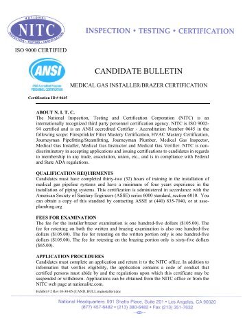 CANDIDATE BULLETIN - Medical Gas Experts