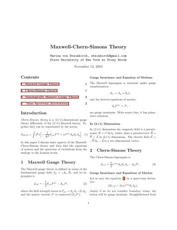 The Maxwell-Chern-Simons Theory (2010) - Stony Brook Astronomy