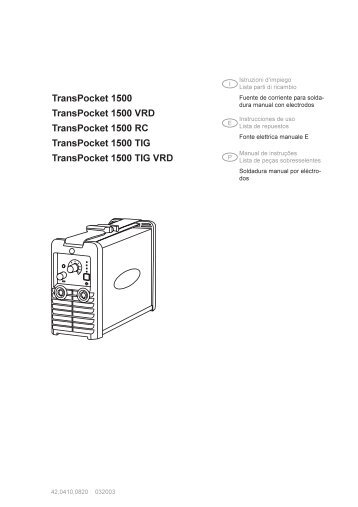 TP 1500, TP 1500 VRD, TP 1500 RC, TP 1500 TIG, TP ... - dpiaca