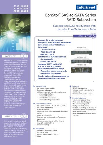 EonStor SAS-to-SATA Series RAID Subsystem Infortrend