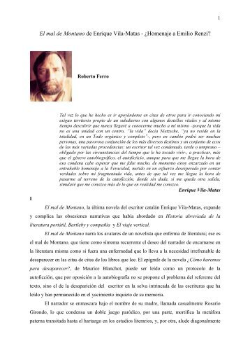 El mal de Montano de Enrique Vila-Matas - Revista Hispanista