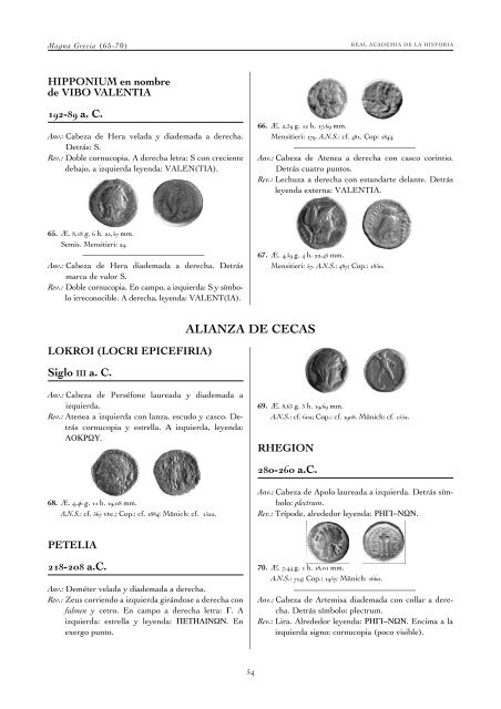 monedas griegas - Real Academia de la Historia