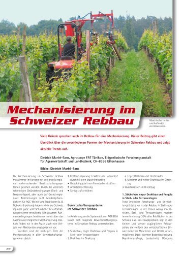 Mechanisierung im Schweizer Rebbau