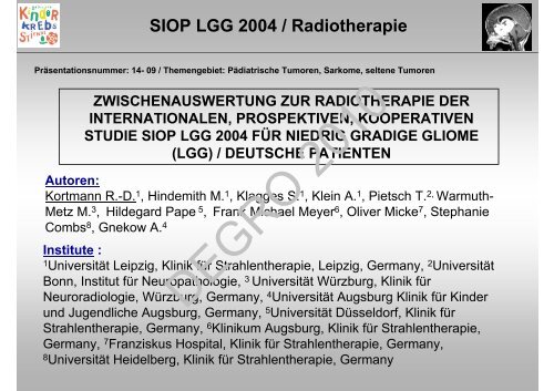 SIOP LGG 2004 / Radiotherapie - Wcenter.de