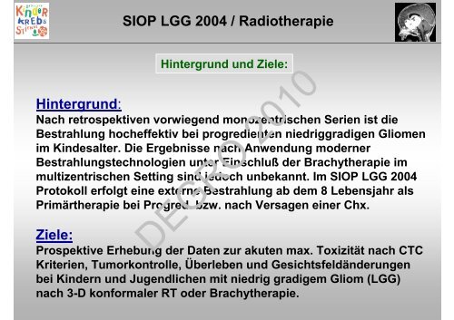 SIOP LGG 2004 / Radiotherapie - Wcenter.de