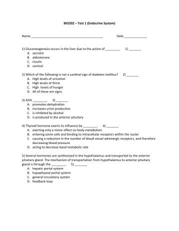 BIO202 â Test 1 (Endocrine System) Name Date ... - Next2Eden