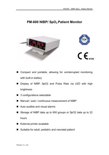 PM-600 NIBP/ SpO2 Patient Monitor
