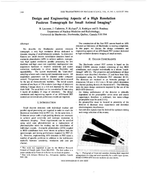 Design and engineering aspects of a high resolution positron ...