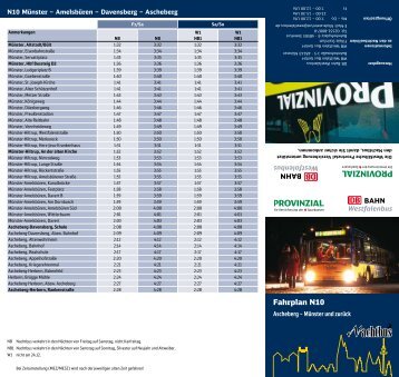 Fahrplan N10 - DB Bahn Westfalenbus