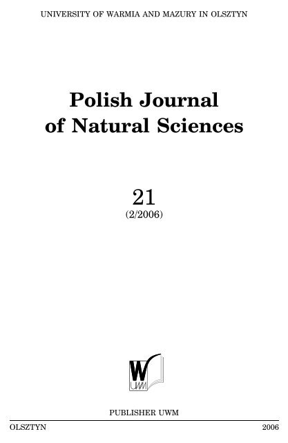 Polish Journal of Natural Sciences - Uniwersytet WarmiÅ„sko-Mazurski
