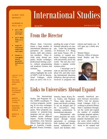 Spring 2011 - International Studies - Illinois State University