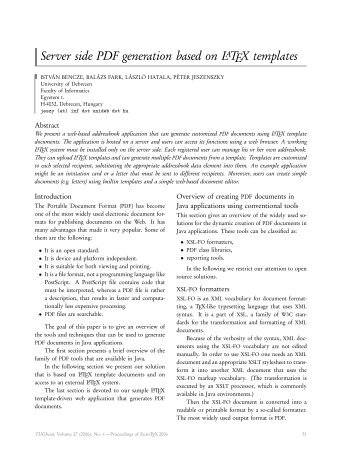 Server side PDF generation based on LATEX templates - TUG