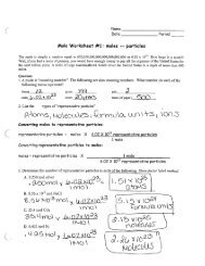 Mole Worksheet #1: moles  particles - Teacher Notes