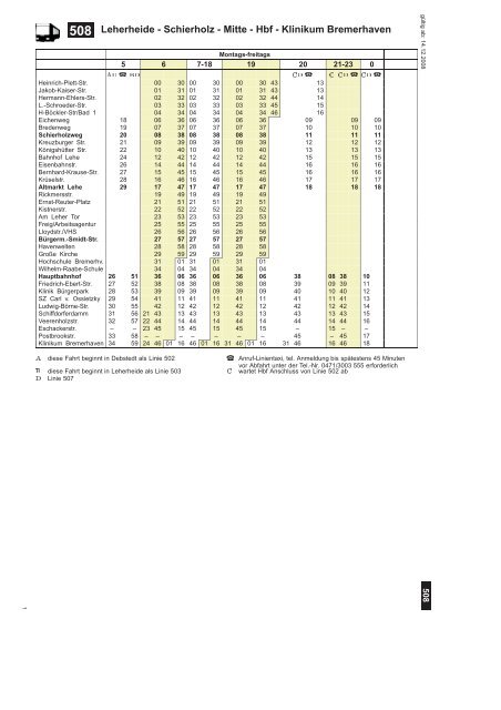 508 Leherheide - Schierholz - Mitte - Hbf ... - BremerhavenBus