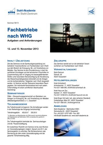 Fachbetriebe nach WHG - Stahl Akademie