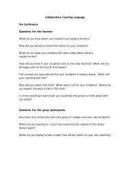 Collaborative Coaching Language Pre Conference Questions for ...