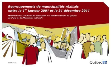 Regroupements de municipalités locales réalisées entre le 1er ...