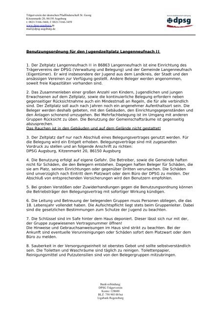 Belegungsvertrag (PDF: 85 kByte) - DPSG DiÃ¶zesanverband ...