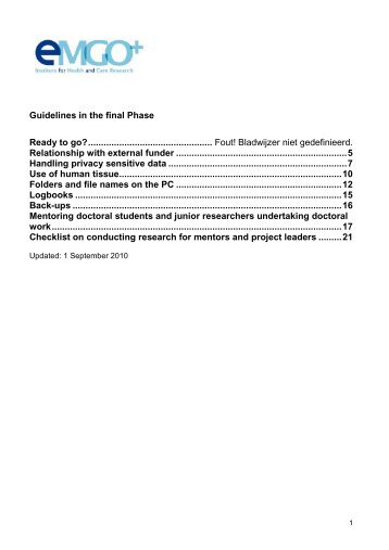 guidelines of the general preparation phase - EMGO